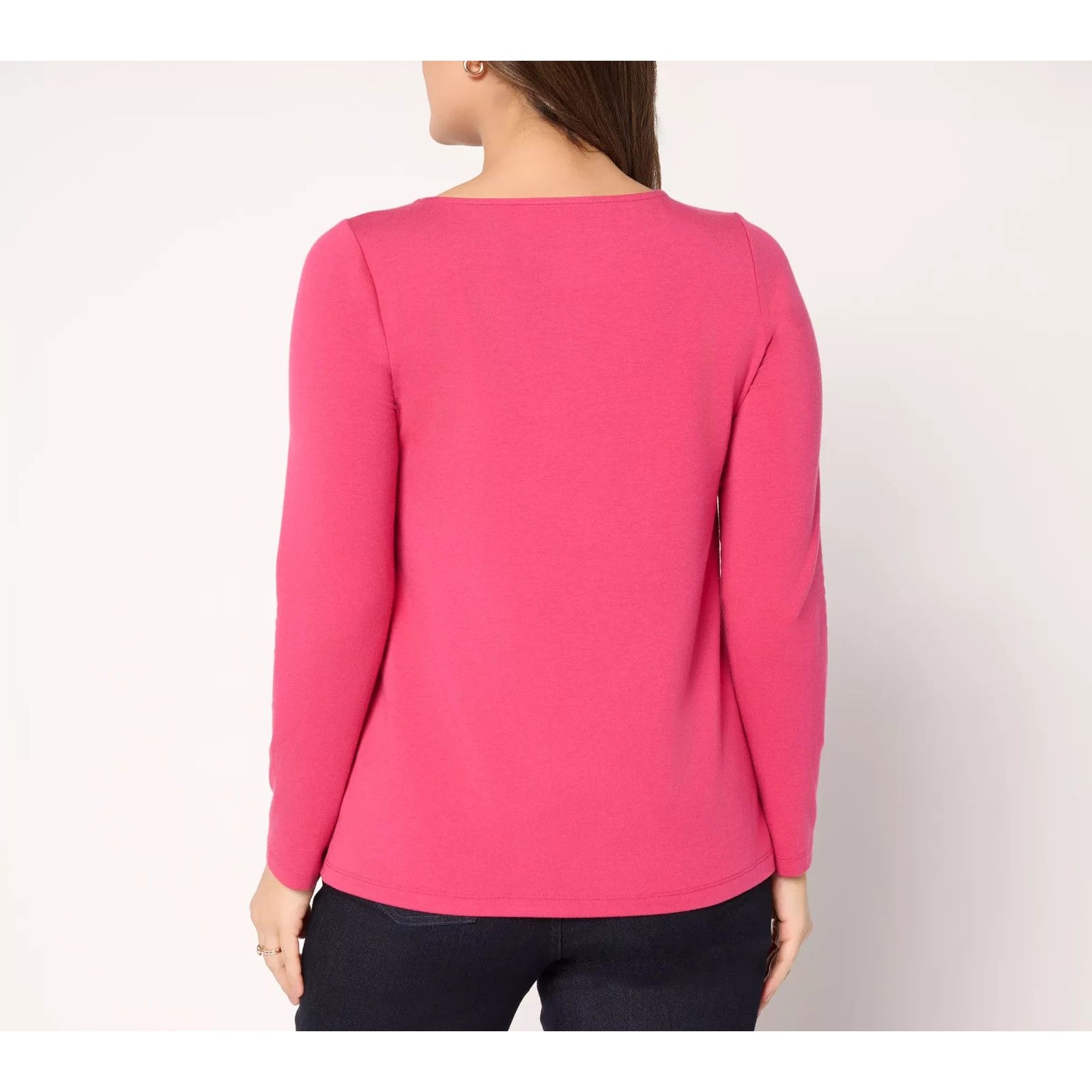 Susan Graver Essentials Comfy Cotton Bateau Neck Top Black 3x — image 5 of 8